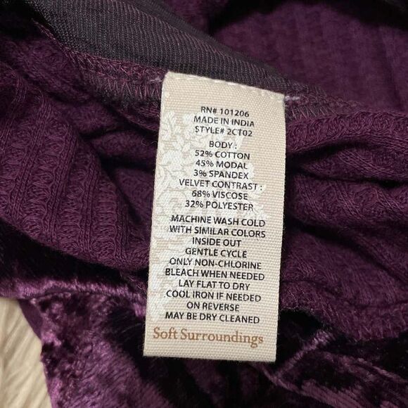 Soft Surroundings Alistair waffle knit blouse with velvet panels size small - Picture 5 of 6